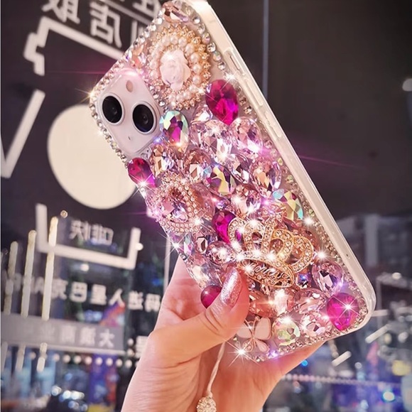 Juicy iPhone 16 Plus Glitter Bling Case, Cute Luxury 3D Sparkle Crown - Picture 3 of 8